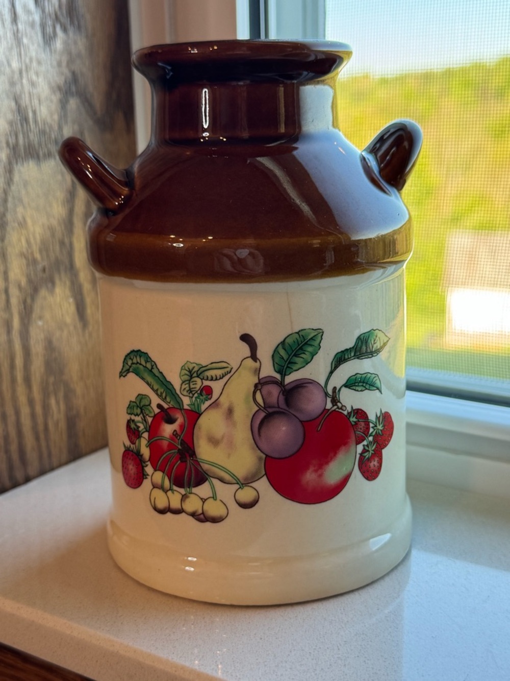 VINTAGE Ceramic Milk Crock Vase